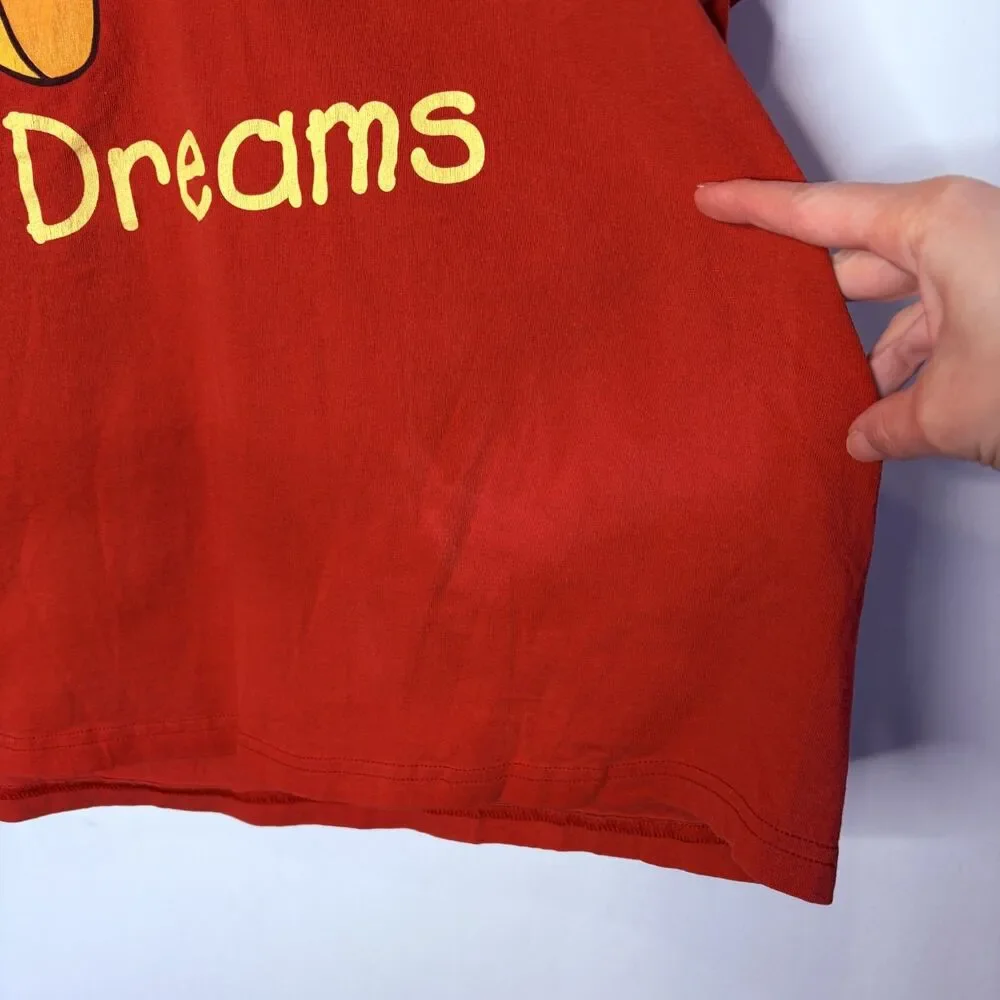 Vintage Disney Pooh Pajama Shirt PJ Top Short Sleeve Red Sweet Dream Women OS XL - Picture 4 of 10